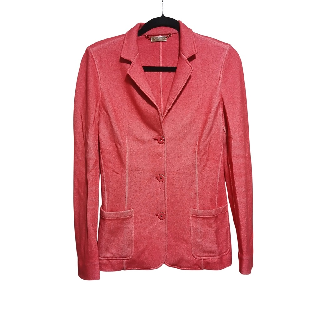 KATE COLOMBO Women Coral Cashmere Fleece Blazer Jacket Made in‎ Italy Size 42